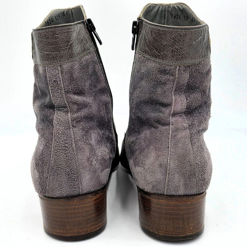 Vintage Mauri Exotic Ostrich and Suede Gray Dress Shoes Mens 8.5 Ankle Zip Boots - Picture 6 of 16